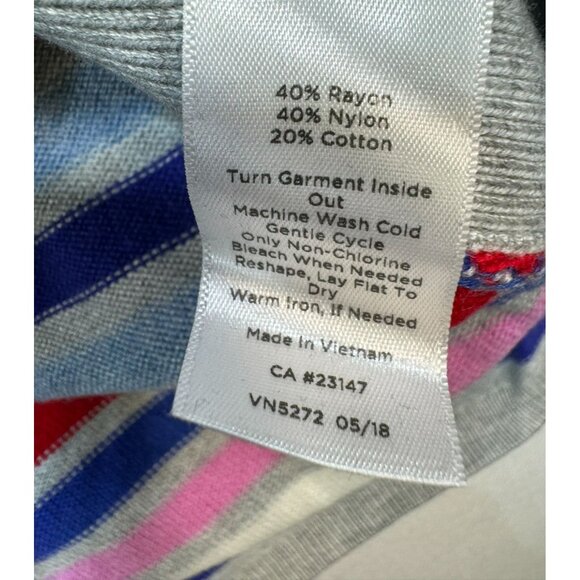 Talbots Womens Striped Button-Detail Sweater Medium Gray Pink Blue - Picture 3 of 12